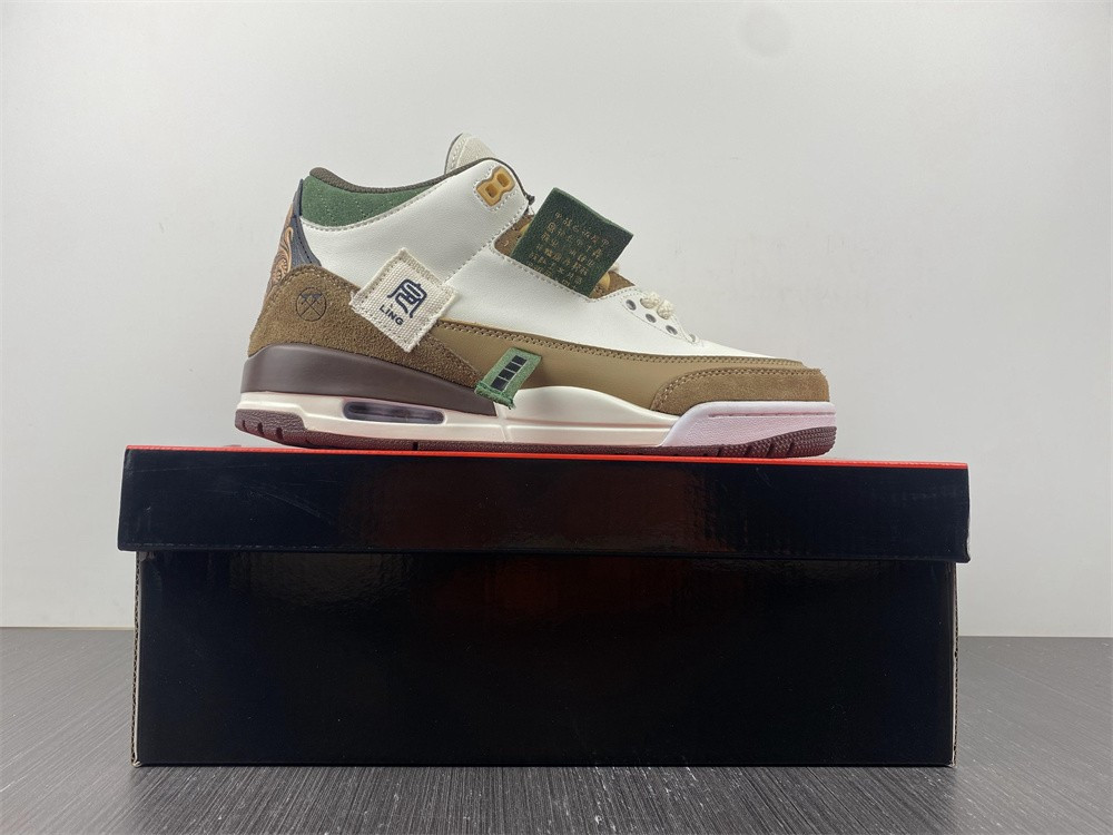 air jordan 3 retro se white dark brown green shoes