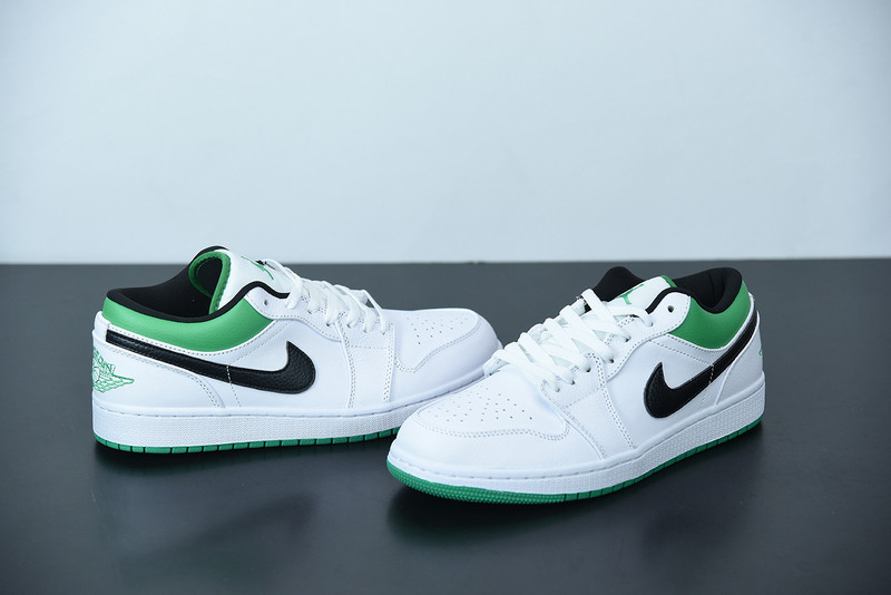 air jordan 1 low white lucky green black 553558-129