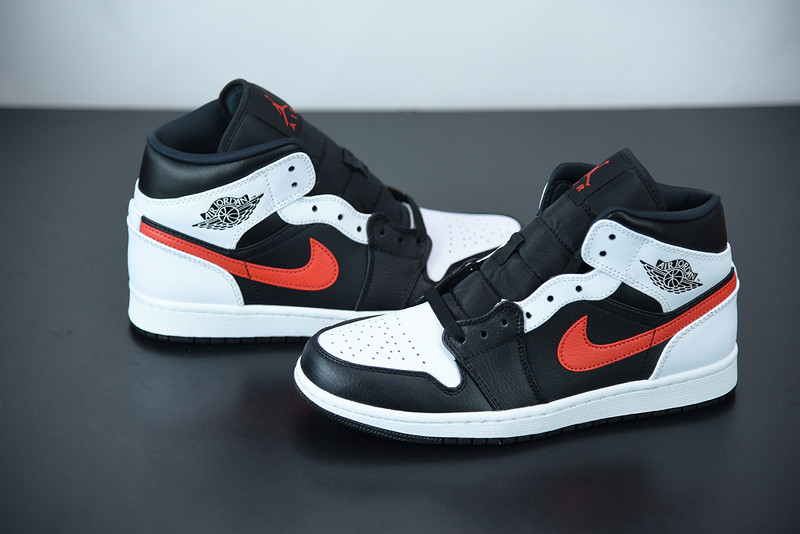 air jordan 1 mid black chile red white 554724-075