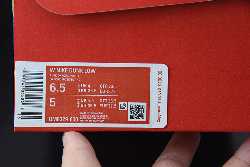 nike dunk low pink oxford (w) dm8329-600